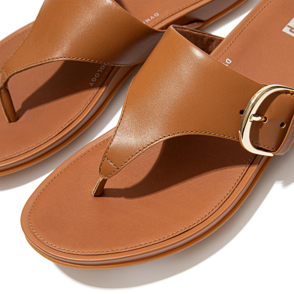 Fitflop Womens Sandals Brown - Gracie Buckle Leather Toe-post - 50WZJUDEF